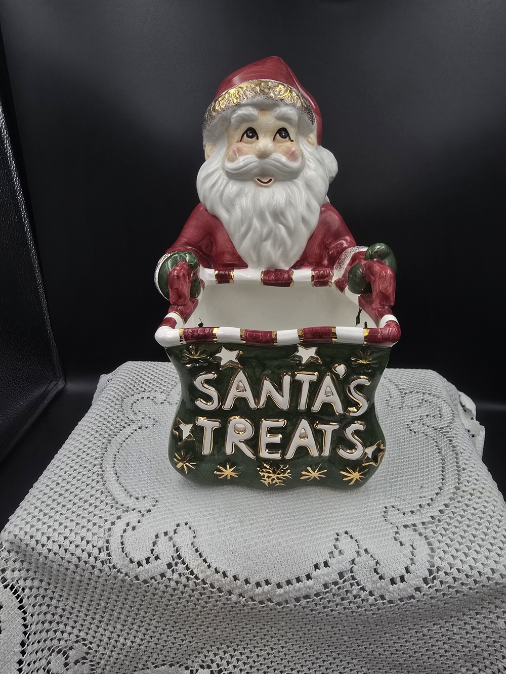 Santa's Treats Ceramic Candy Dish - Red, Green, White